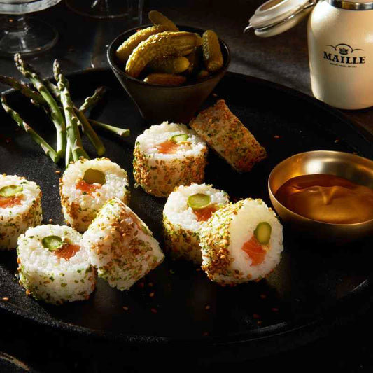 Roulés aux asperges vertes et cornichons Maille