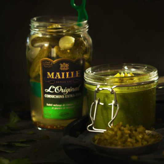 Gaspacho de basilic et cornichons Maille
