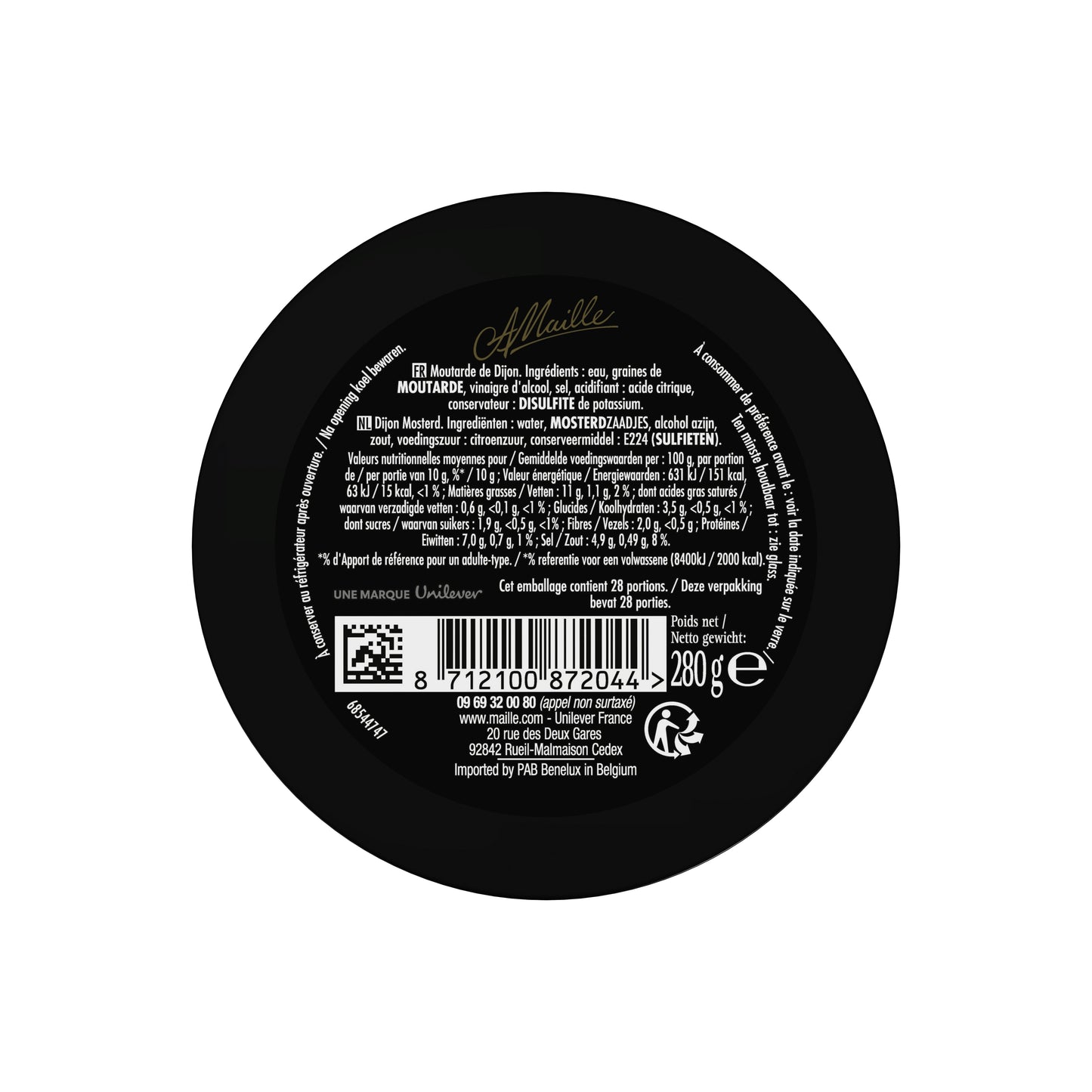 L'Originale Moutarde Fine De Dijon Verre 280 g
