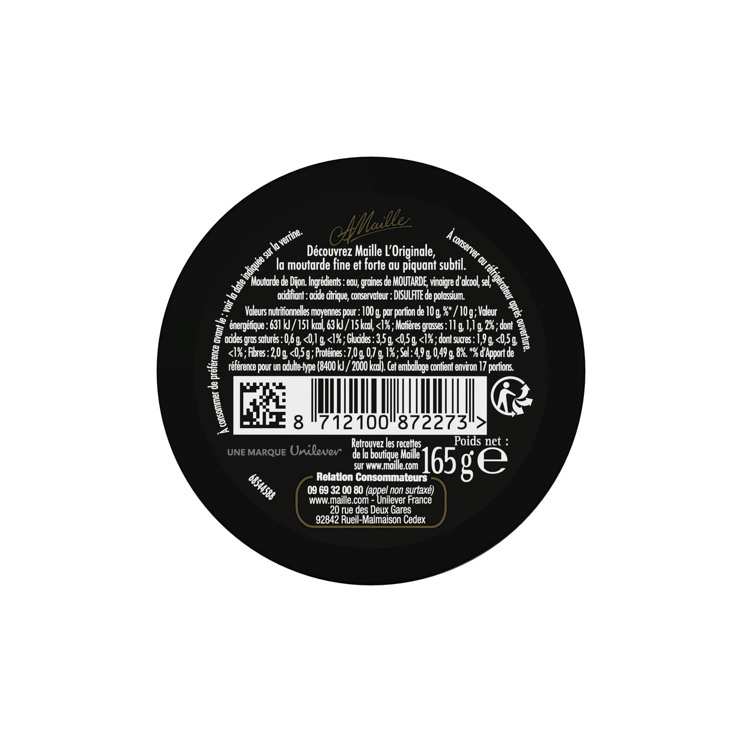 L'Originale Moutarde Fine De Dijon Verrine 165 g