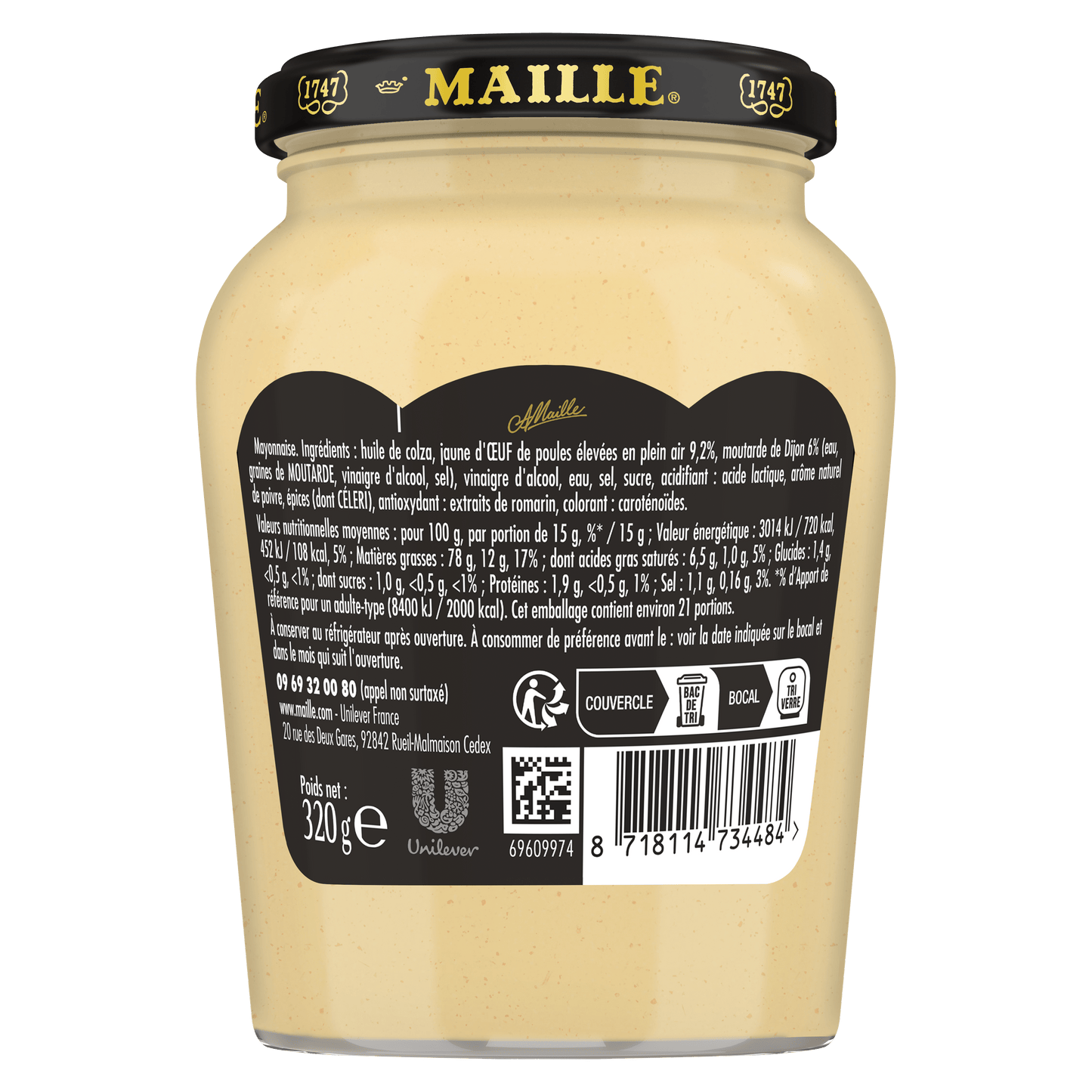 Mayonnaise Fine Qualité Traiteur Bocal 320 g
