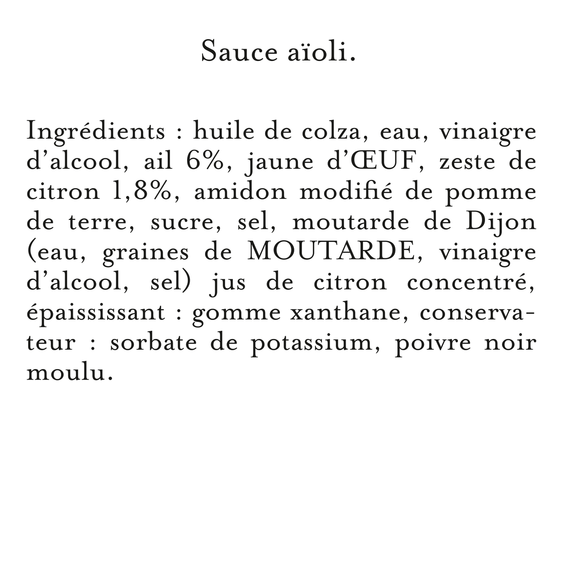 Maille Sauce Aïoli, Zeste de Citron, 185g