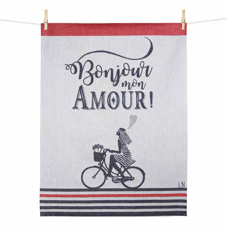 Linge de maison, Torchon en coton Bonjour mon amour Fille
