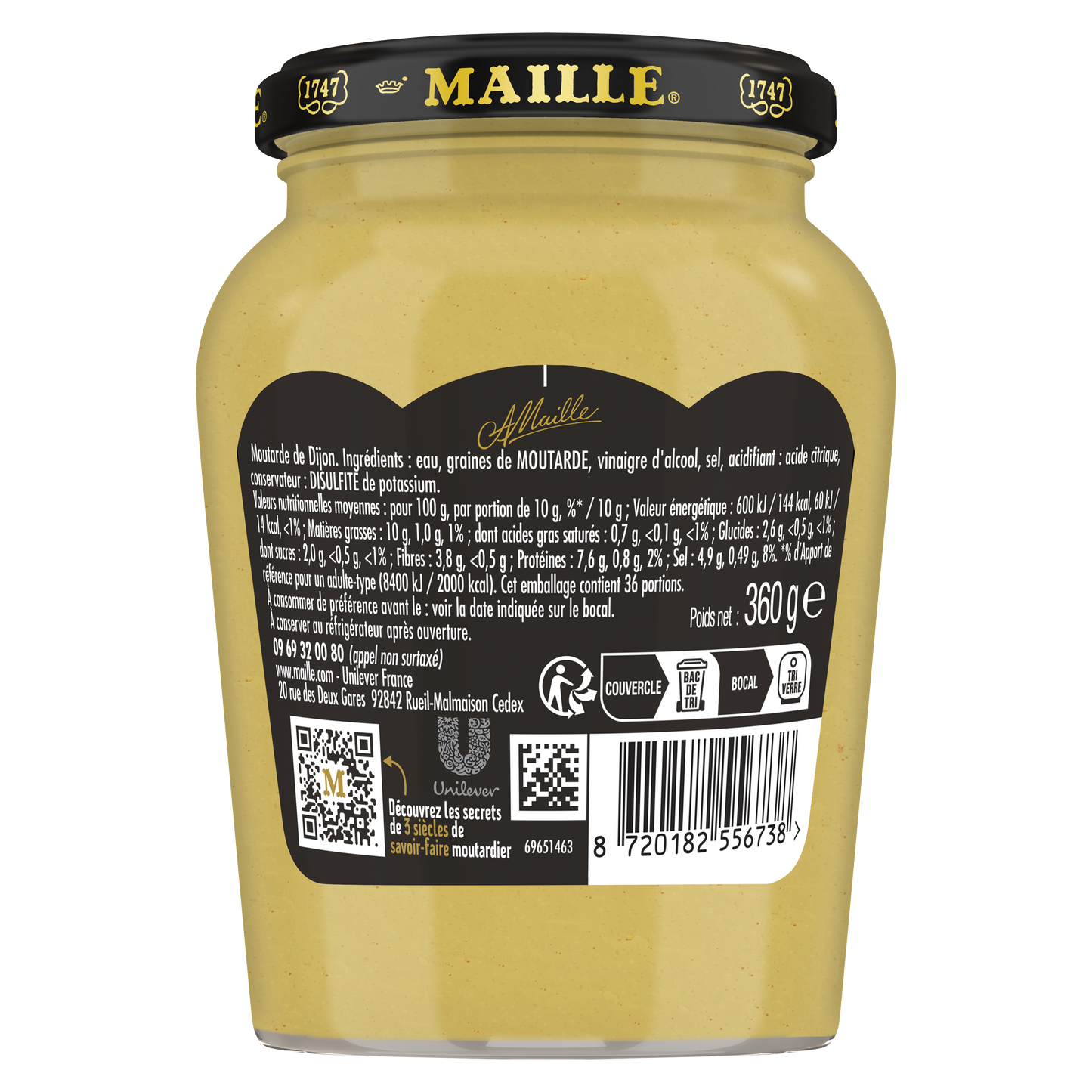 L'Originale Moutarde Fine De Dijon Bocal 360g