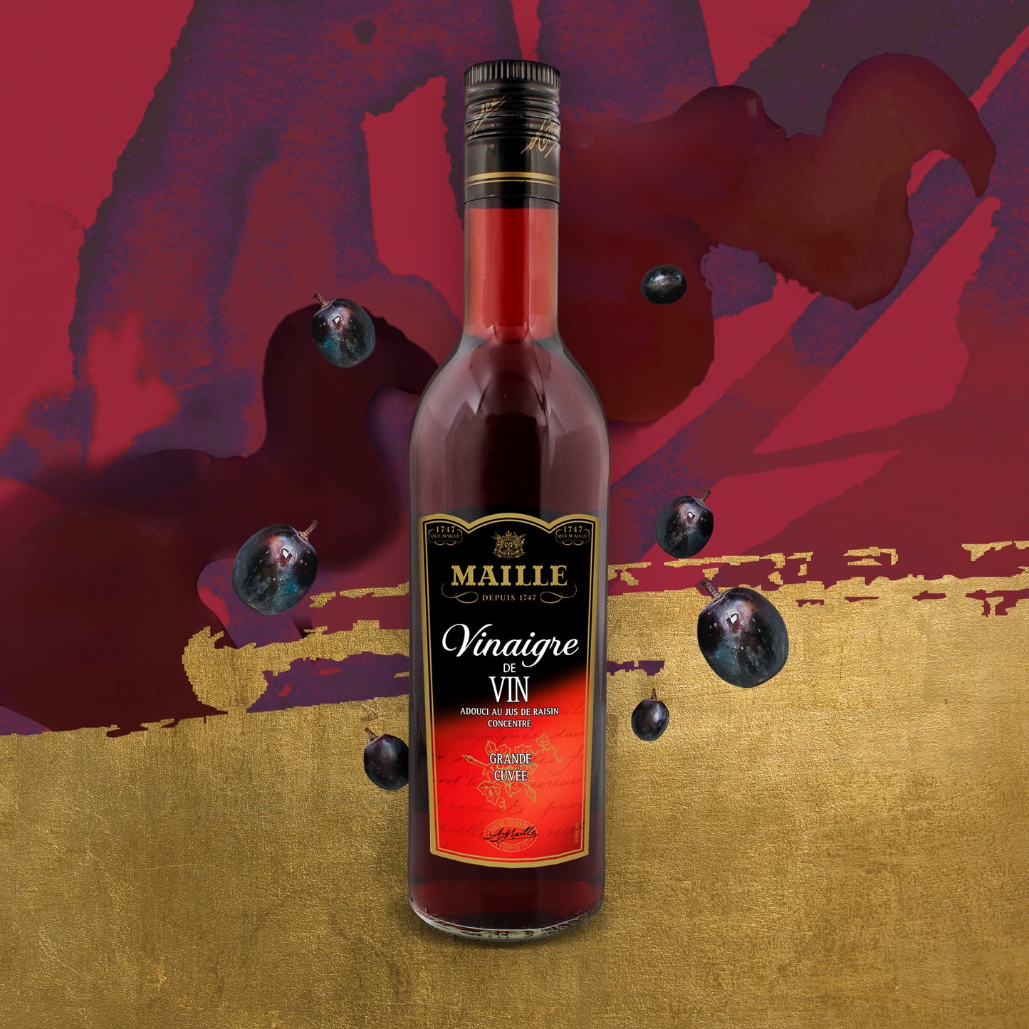 Vinaigre de Vin Rouge adouci au Jus de Raisin Concentré 50 cl