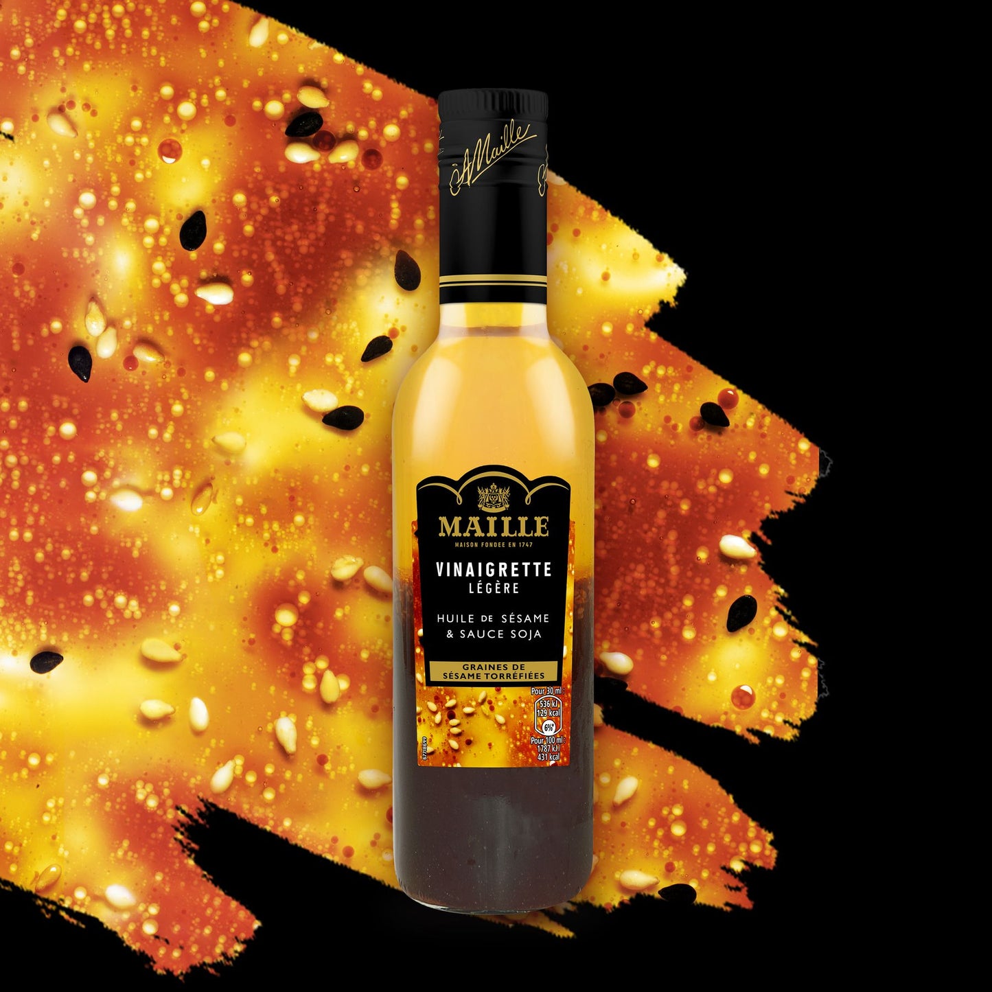 Vinaigrette Huile de Sésame & Sauce Soja Graines de Sésame Torrefiées, 360 ml