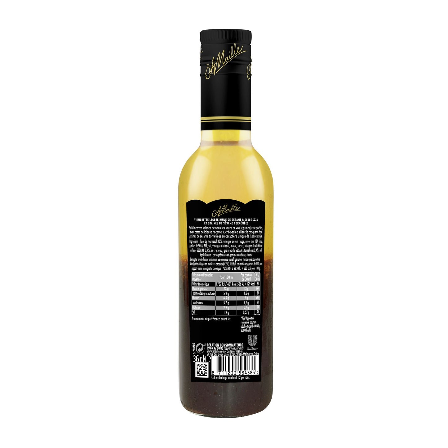 Vinaigrette Huile de Sésame & Sauce Soja Graines de Sésame Torrefiées, 360 ml