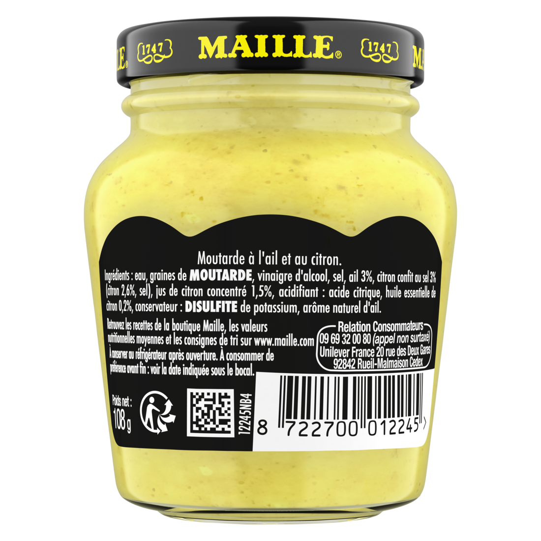 Moutarde Ail et Citron, 108g