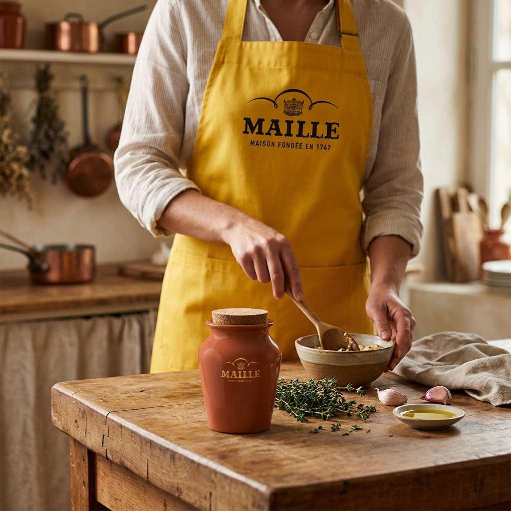 Tablier Jaune Maille logo noir