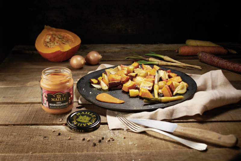 Légumes d'hiver rôtis & sauce bourguignonne Maille