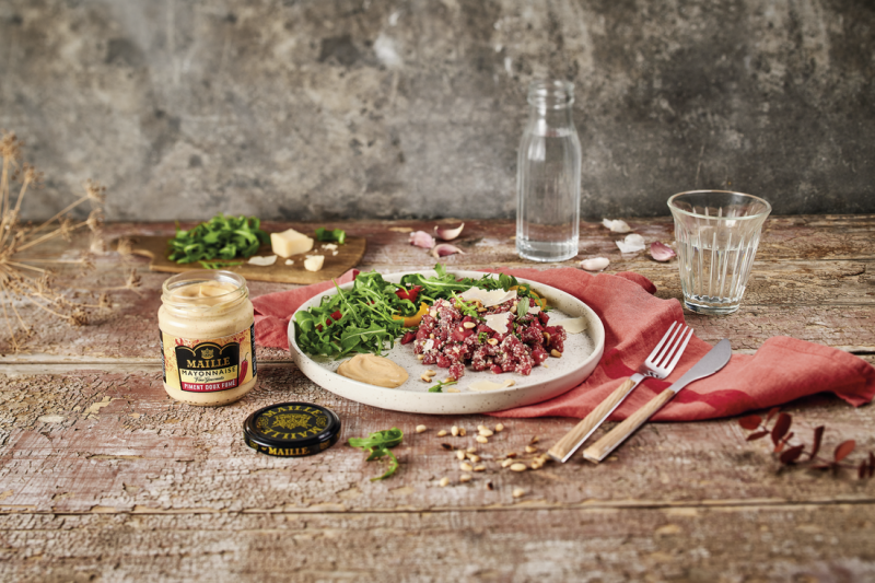 Tartare de Bœuf à l’italienne & Mayonnaise Maille au Piment doux fumé