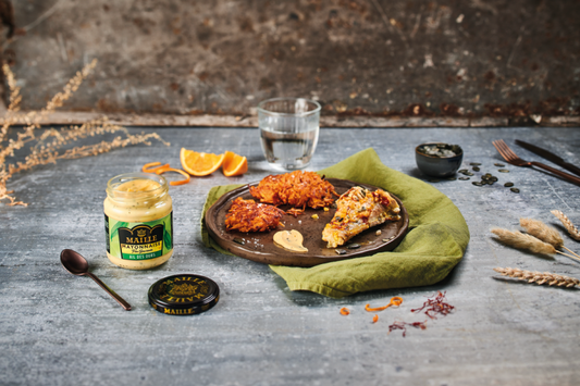 Lotte au safran et röstis de patate douce & Mayonnaise Maille à l'Ail des ours