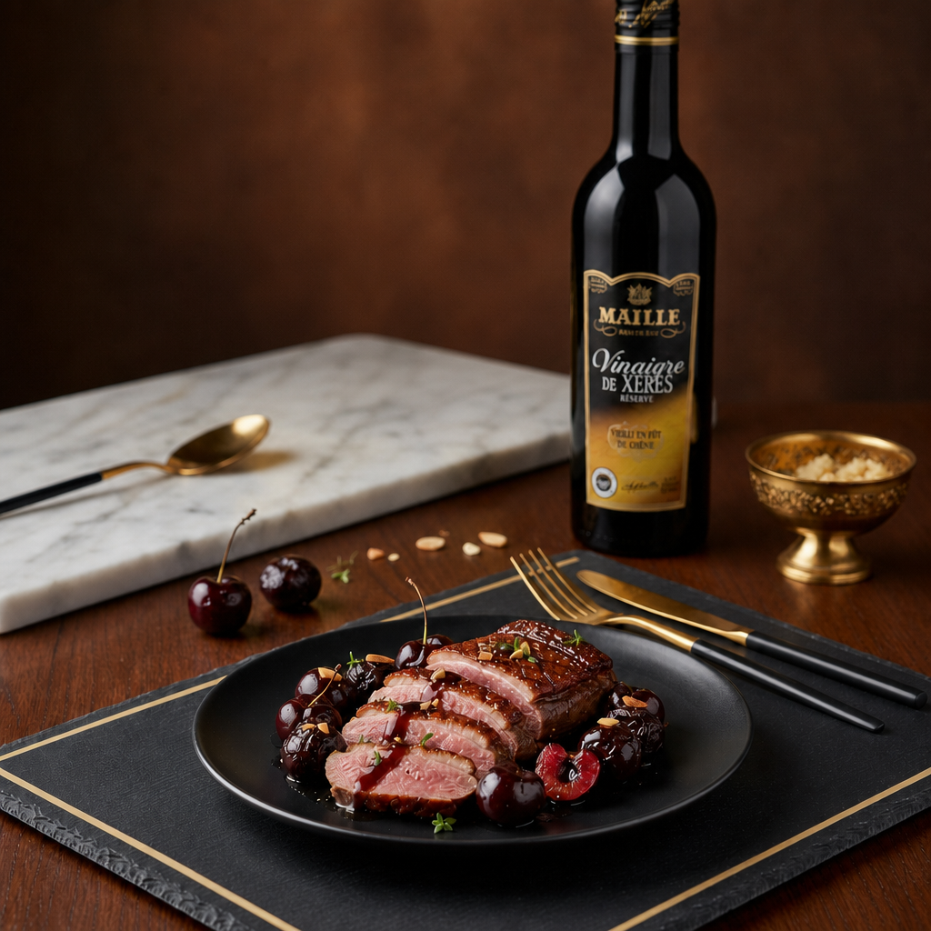 Magret aux cerises, sauce au Vinaigre de Xérès | Maille