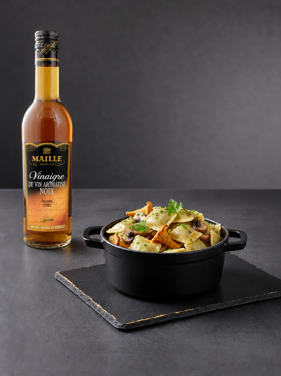 Ravioles, beurre noisette et vinaigre de noix | Maille