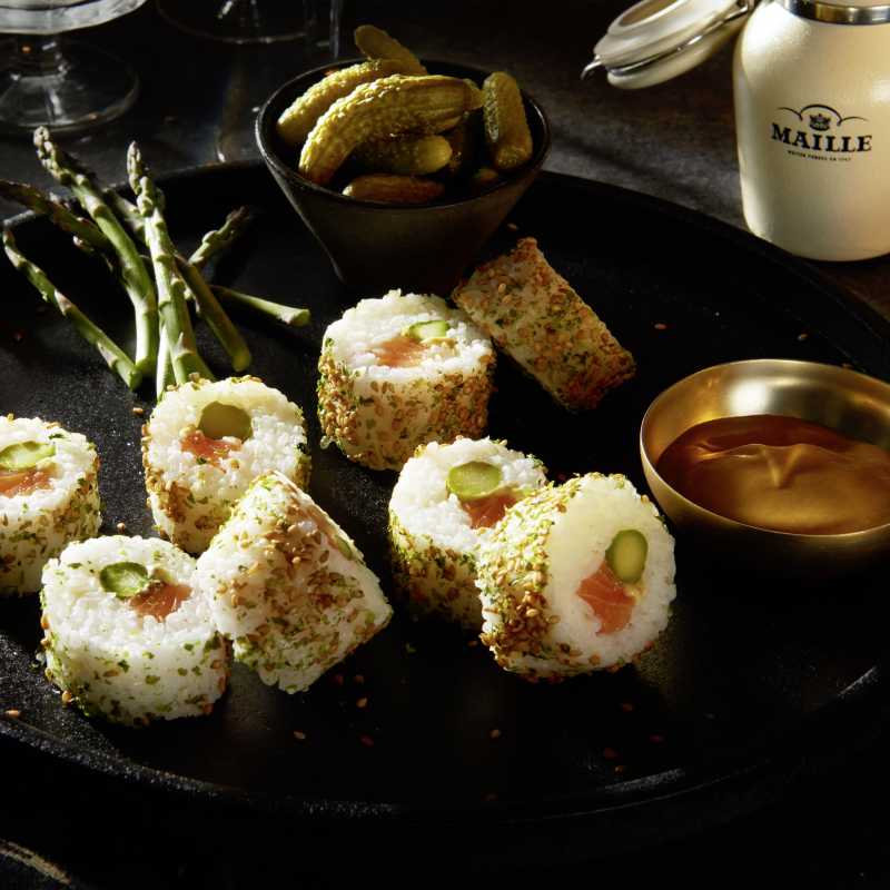 Roulés aux asperges vertes et cornichons Maille