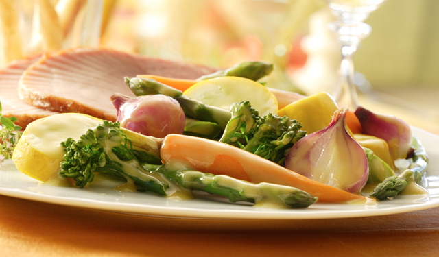 Légumes vapeur à la vinaigrette à la moutarde de Dijon