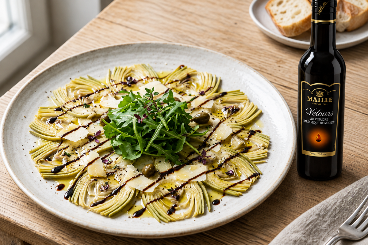 Carpaccio d’artichaut au Velours de Balsamique | Maille