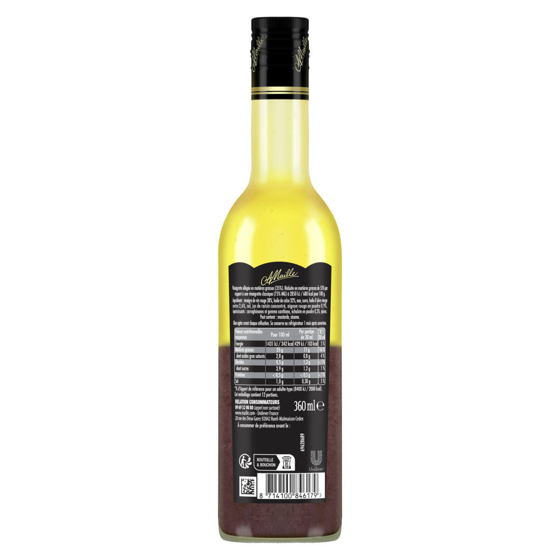 Vinaigrette Légère Vinaigre de Vin Rouge & Echalotes Pointe d'Oignon Rouge 36 CL