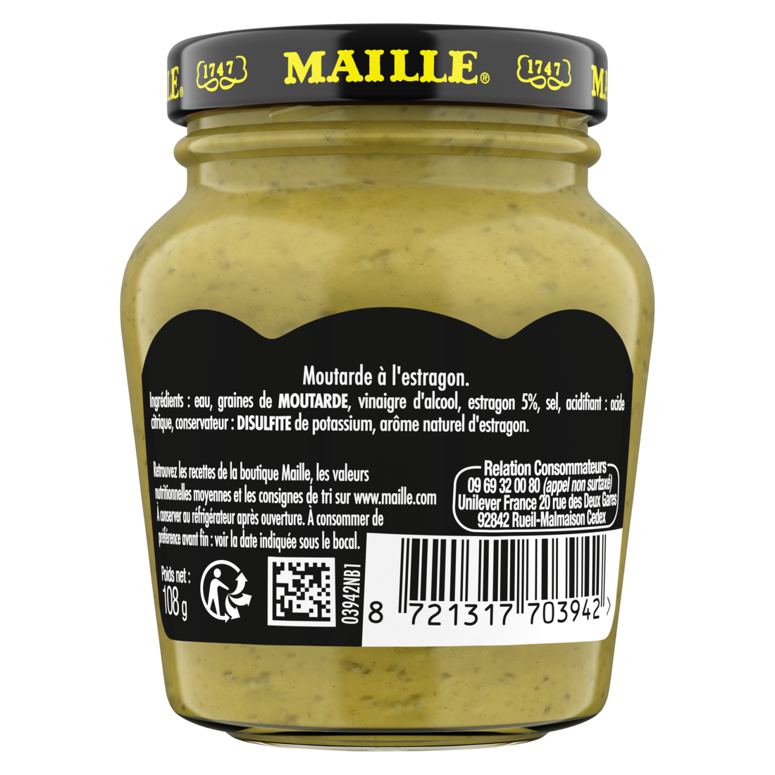 Moutarde à l'estragon, 108g