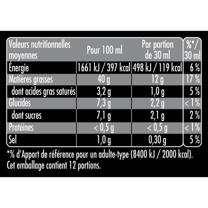 Vinaigrette Légère Vinaigre de Cidre Jus de Pomme Echalote 36 CL