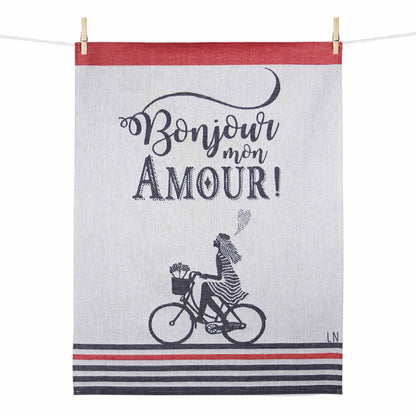 Linge de maison, Torchon en coton Bonjour mon amour Fille