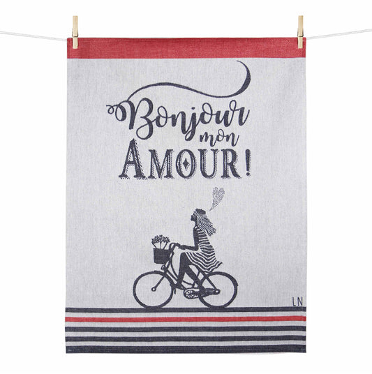 Linge de maison, Torchon en coton Bonjour mon amour Fille