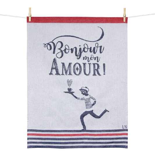Linge de maison, Torchon en coton Bonjour mon amour garçon