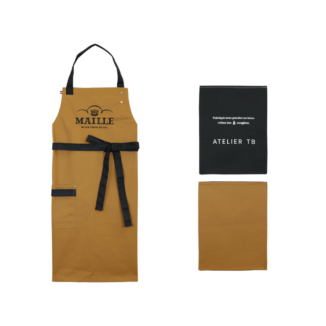 Tablier noir et caramel