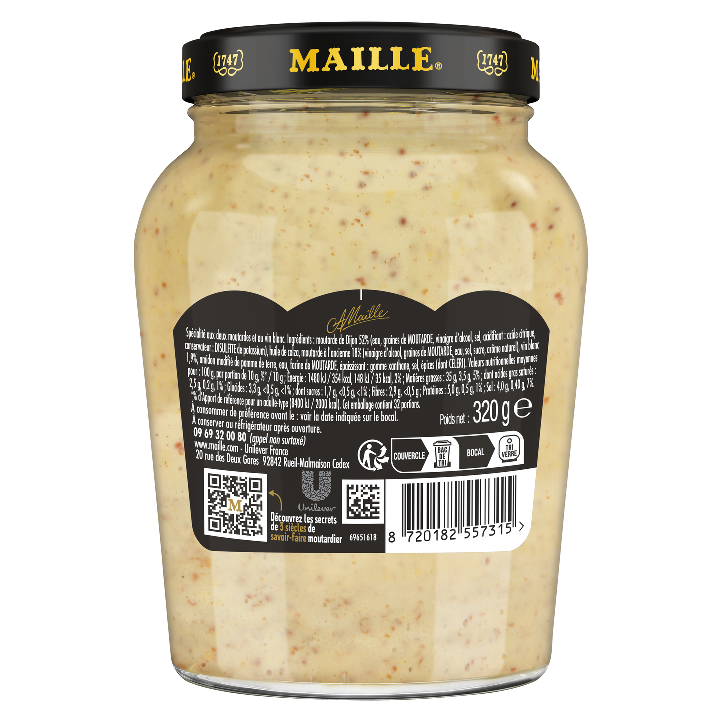 Maille Fins Gourmets L'Originale spécialité aux deux moutardes et au vin blanc Bocal 320g