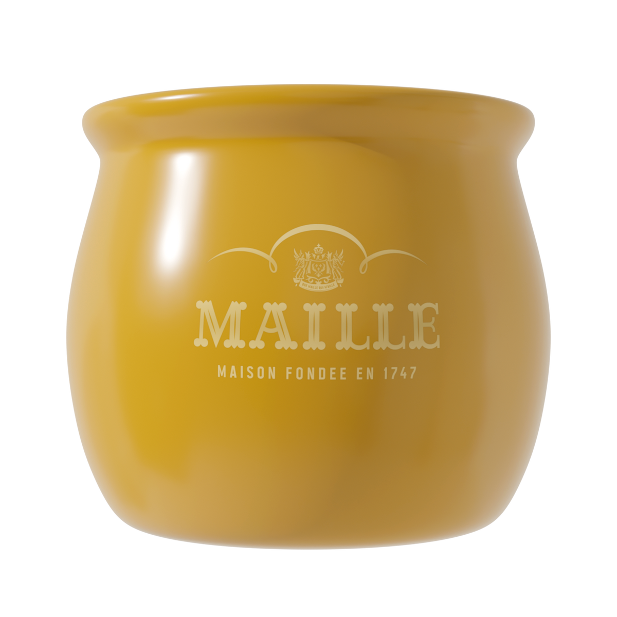 Pot à sauce Maille couleur jaune moutarde en céramique brillante, inspiré des formes emblématiques de la Maison Maille. Orné du logo Maille et de la mention « Maison fondée en 1747 » en ton sur ton, ce pot élégant est conçu pour servir sauces, condiments ou accompagnements à table. Sa teinte jaune chaleureuse rappelle l’univers iconique de la moutarde Maille et apporte une touche raffinée à l’art de la table.