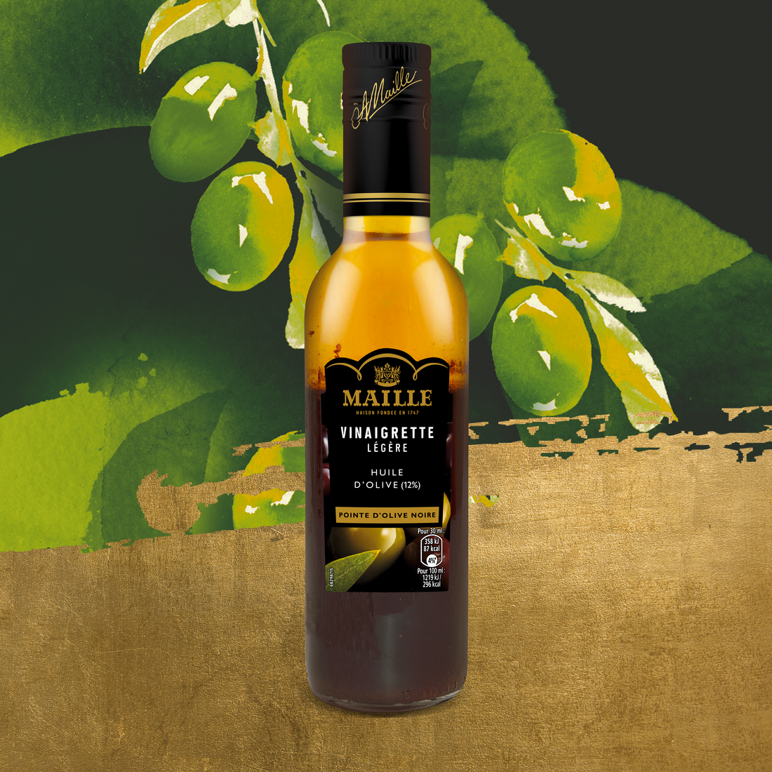 Vinaigrette Légère Huile d'Olive (12%) Pointe d'Olive Noire 36 CL