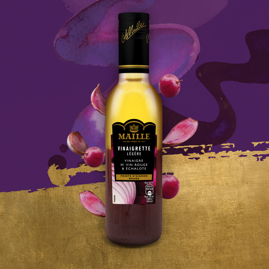 Vinaigrette Légère Vinaigre de Vin Rouge & Echalotes Pointe d'Oignon Rouge 36 CL