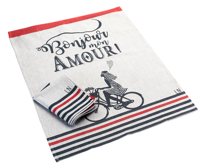 Linge de maison, Torchon en coton Bonjour mon amour Fille