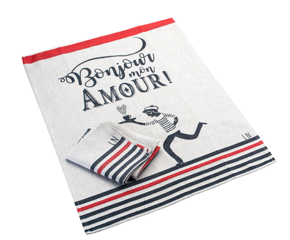 Linge de maison, Torchon en coton Bonjour mon amour garçon