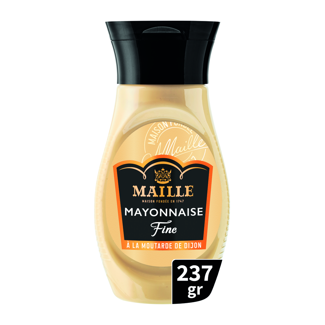 Mayonnaise Fine Maille à la moutarde de Dijon 237 g, sauce onctueuse et savoureuse idéale pour accompagner salades, sandwiches, crudités et recettes du quotidien.