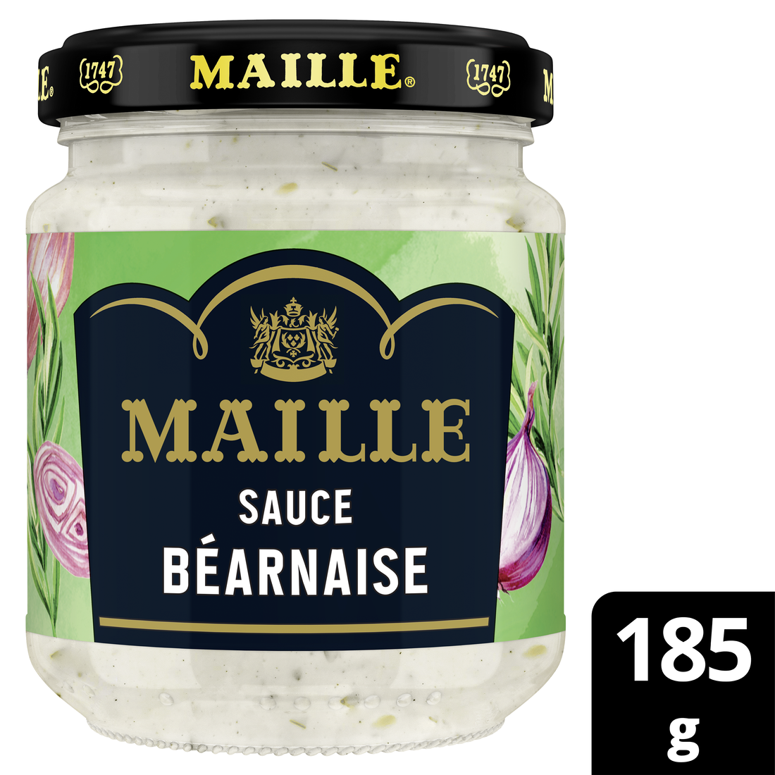 Sauce Béarnaise Maille 185 g à l'oignon rosé de Bretagne, sauce d'accompagnement traditionnelle idéale pour viandes, poissons et légumes