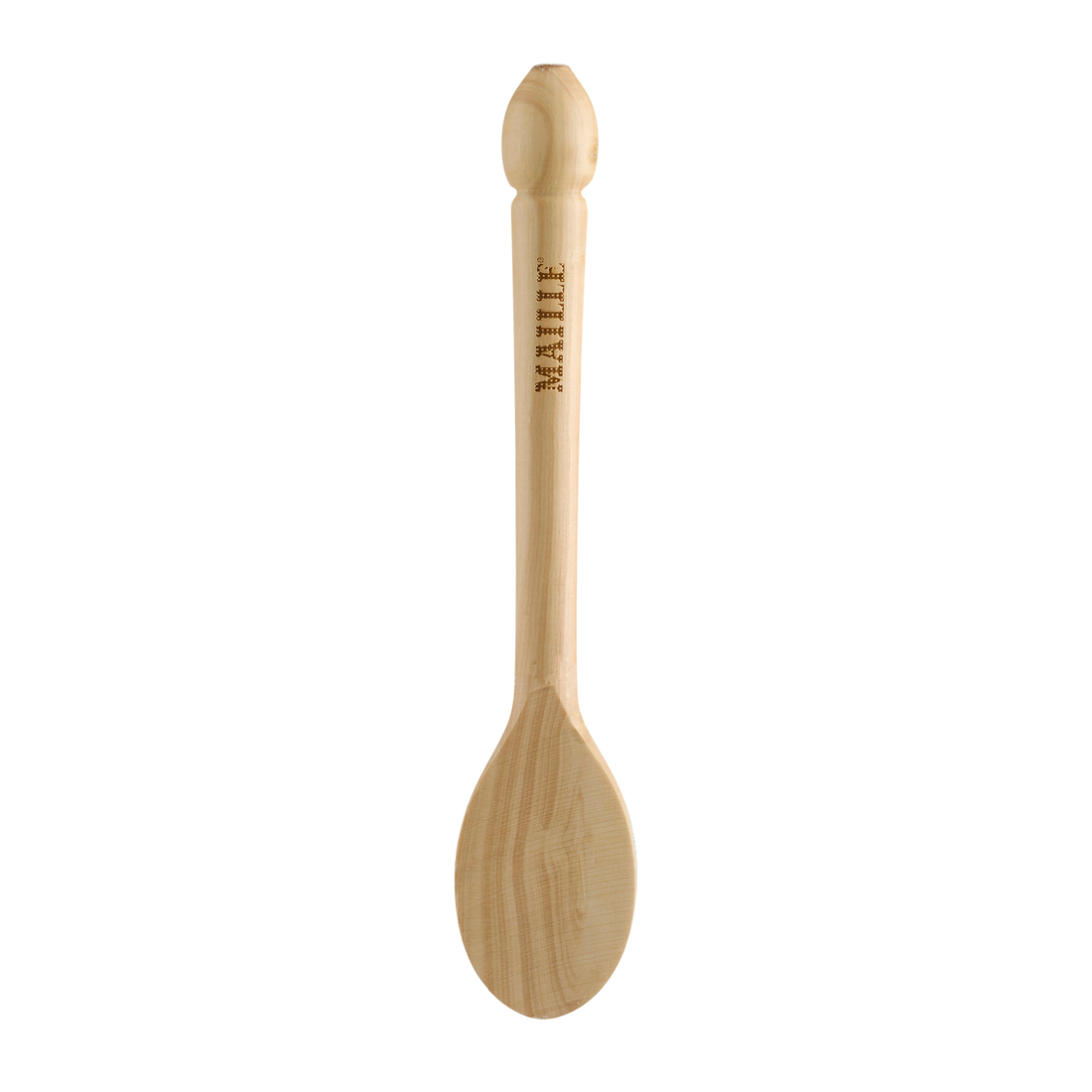 Cuillère de dégustation Maille en bois  de buis naturel gravée du logo de la Maison Maille.